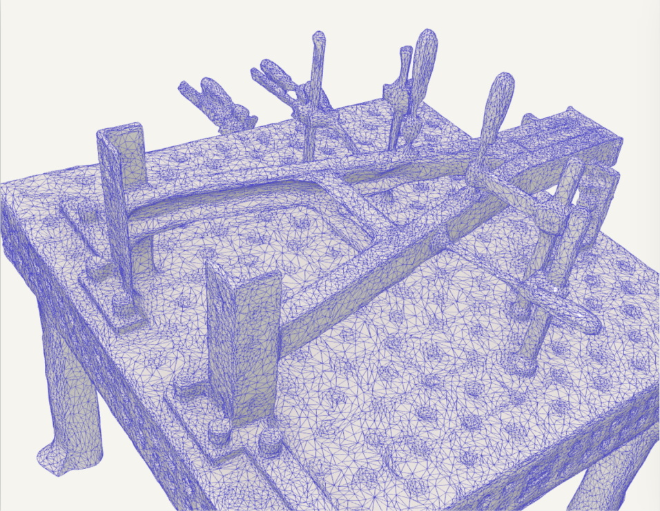 Point-cloud reconstruction of a clamped workpiece